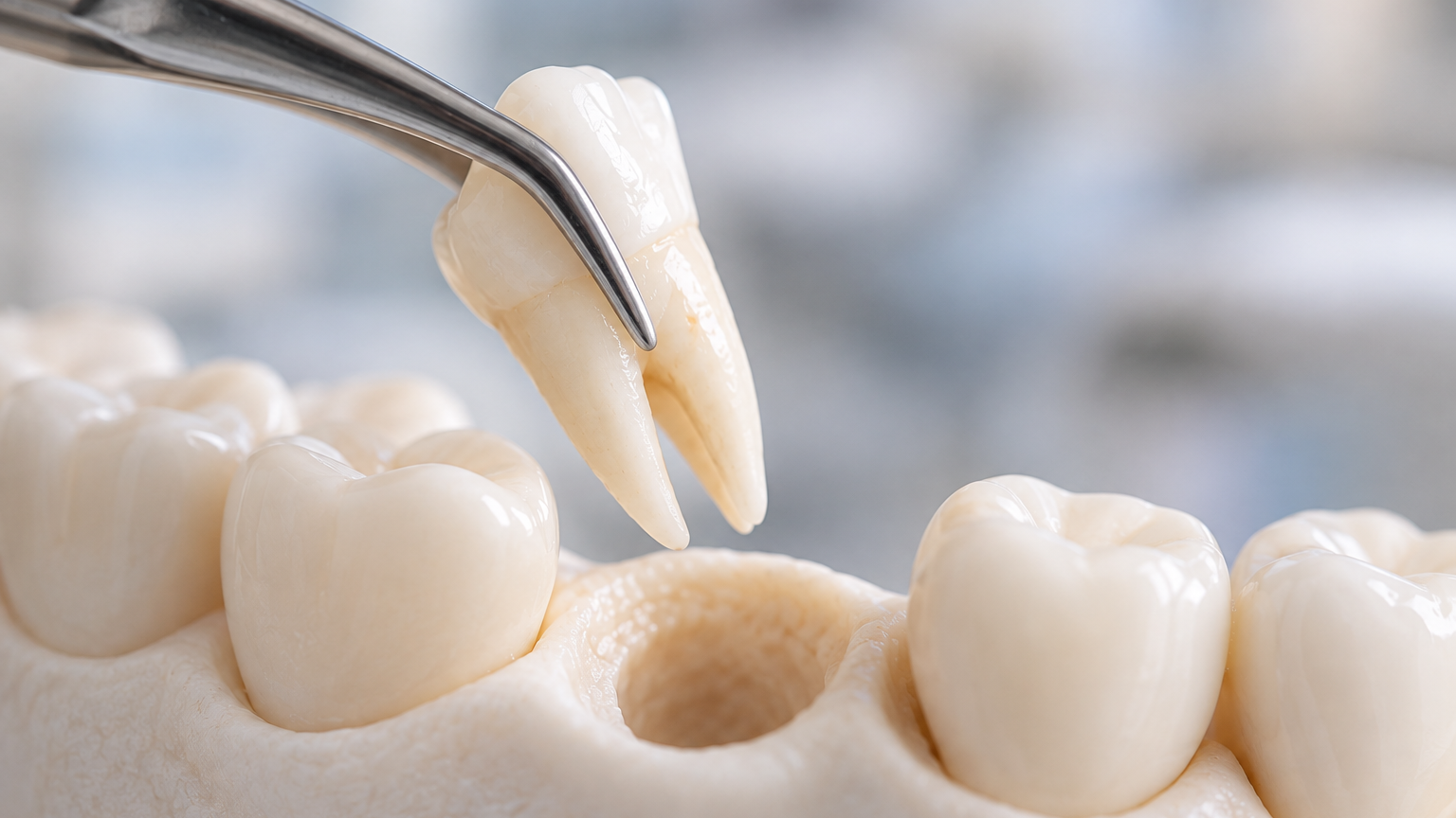 Extraction d’une dent avant la pose d’un implant dentaire