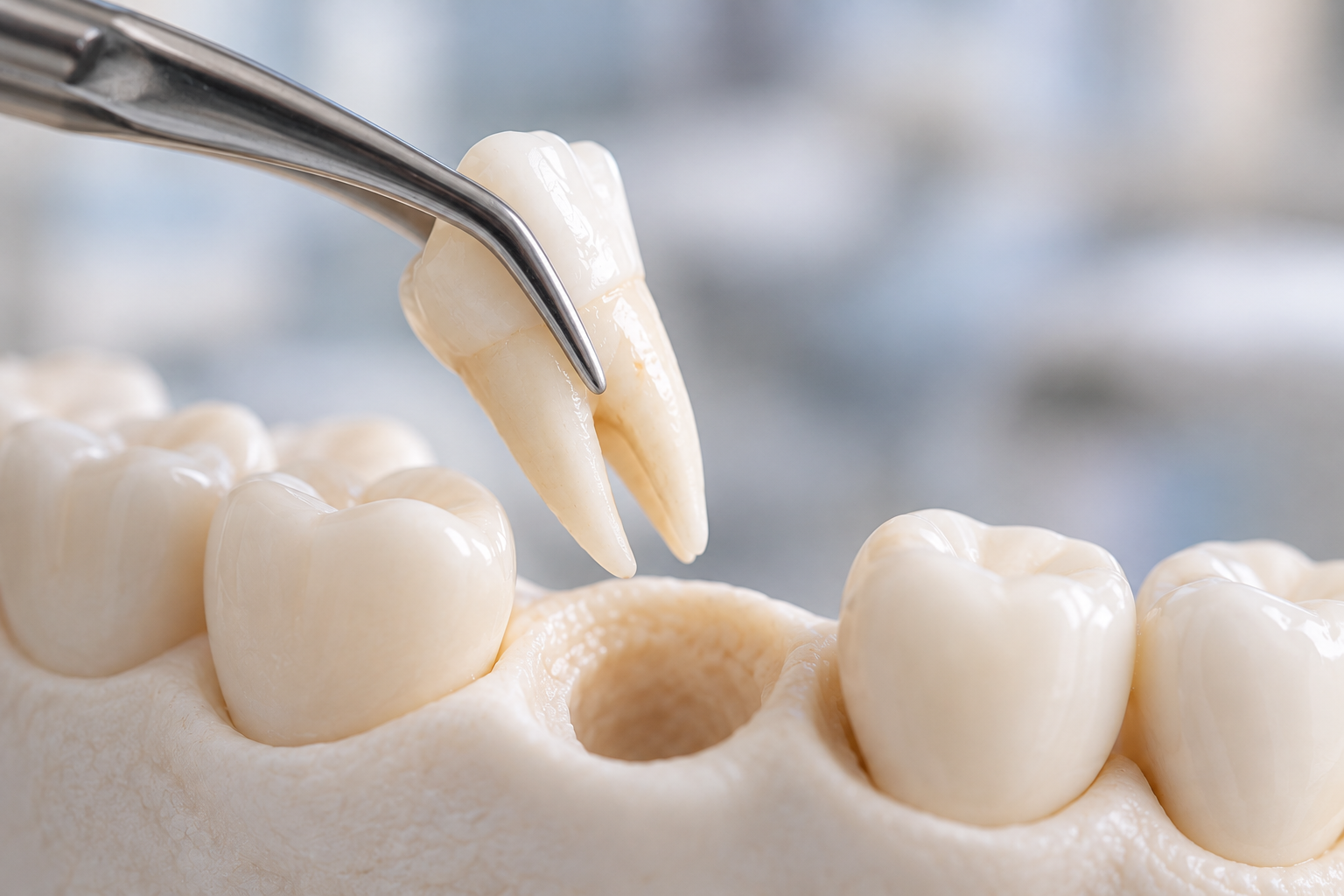 Extraction d’une dent avant la pose d’un implant dentaire